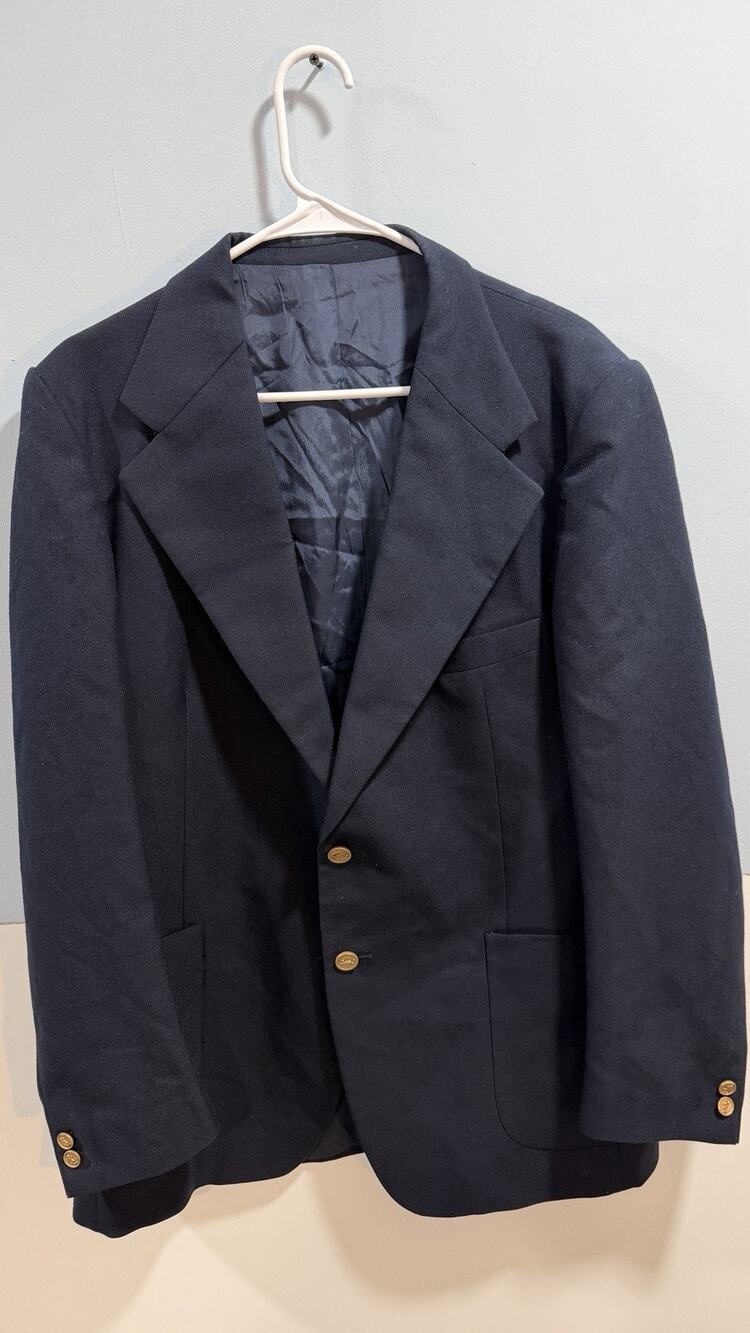 Vintage Yves Saint Laurent (YSL) Suit Coat, Navy Wool, Made In France, About 40R